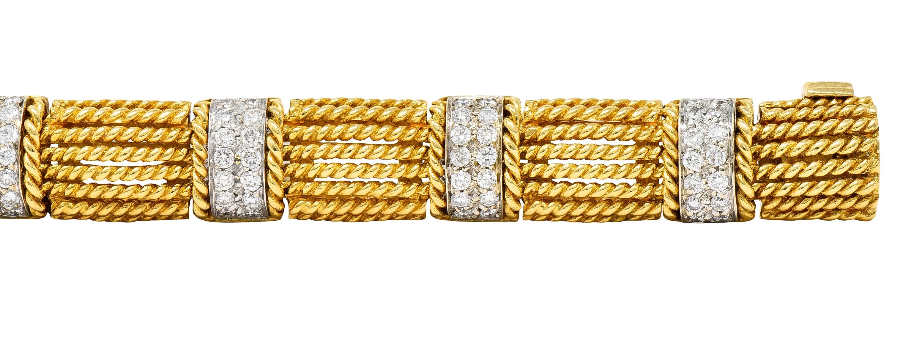 Roberto Coin Italienisches 18 Karat Gold römisches Armband mit 2,00 Karat Pavé-Diamant für Damen oder Herren im Angebot