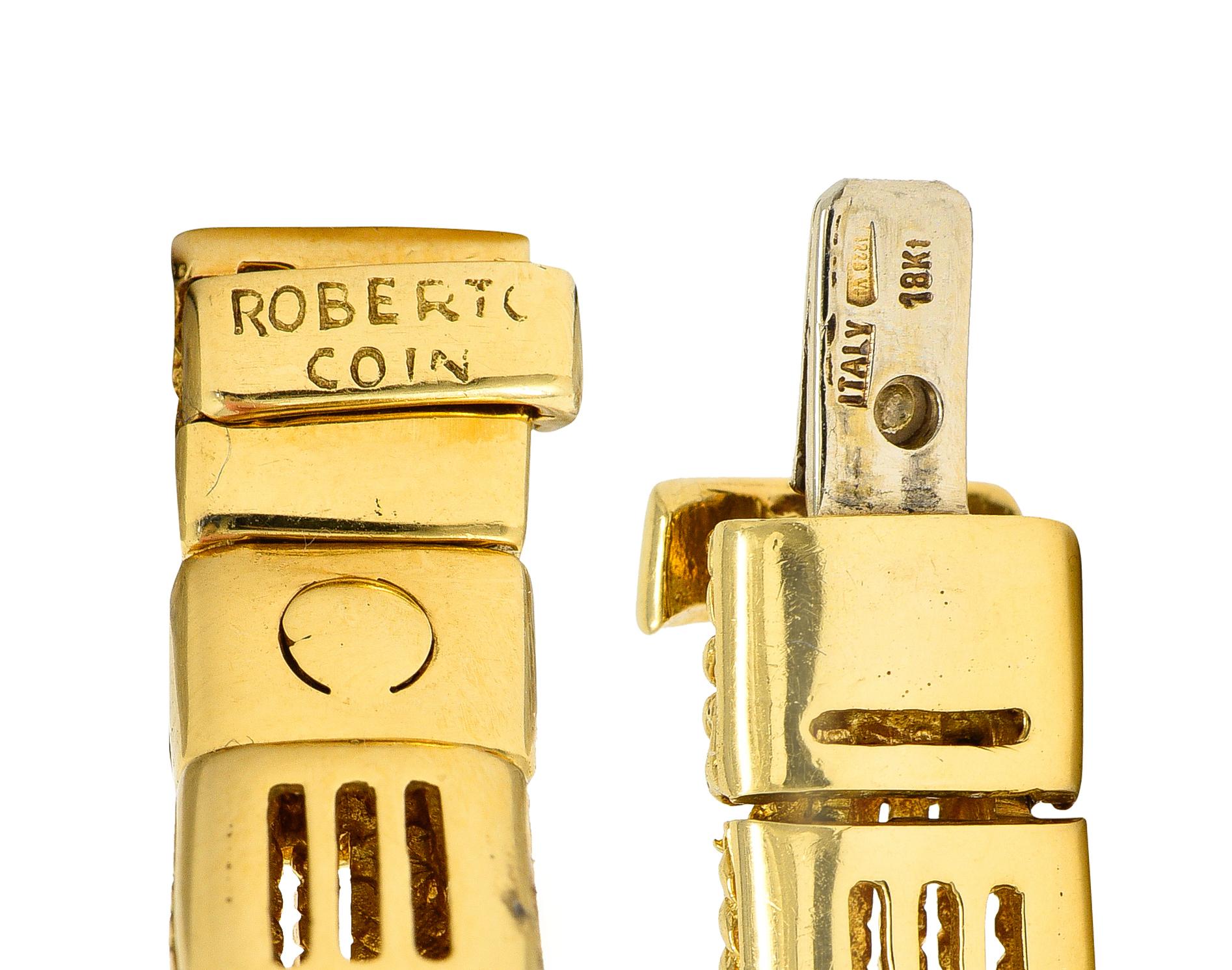 Roberto Coin Italian 2.00 Carats Pave Diamond 18 Karat Gold Roman Bracelet For Sale 2