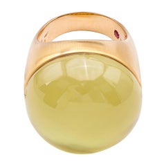 Roberto Coin Italienischer Ring aus 18 Karat Gelbgold mit Zitronenquarz im Cabochon-Schliff