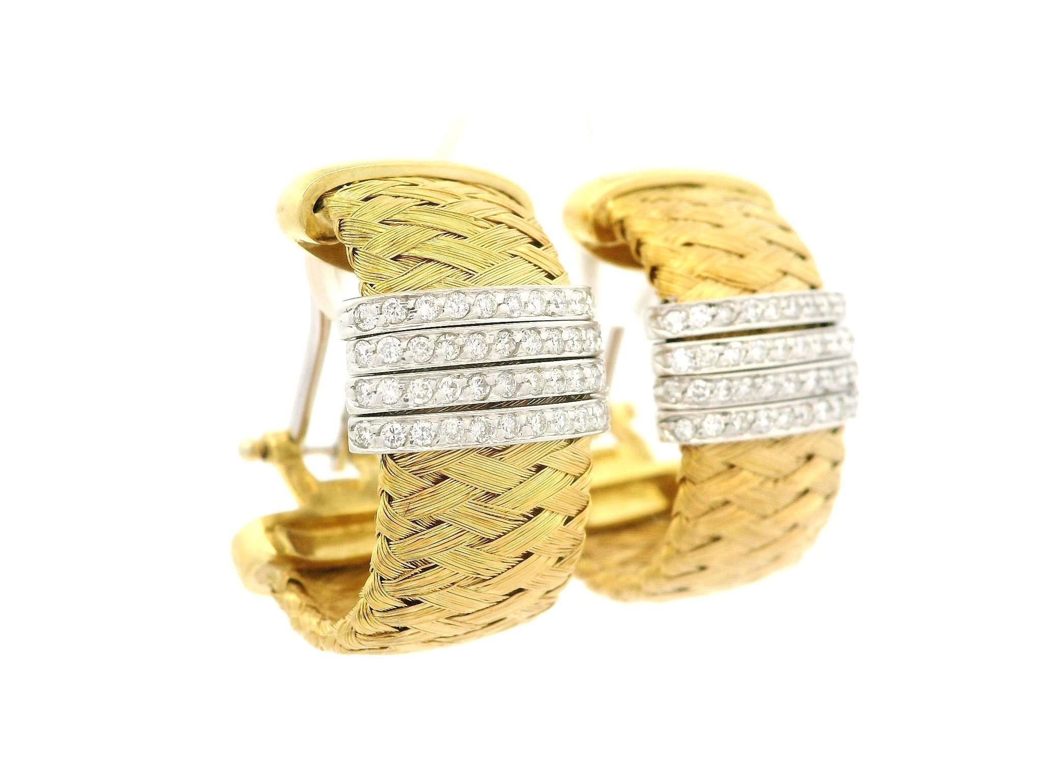 Roberto Coin Pendientes de oro de 18 quilates con diamantes de 0,44 ct en forma de cesta y gota ancha en venta 6