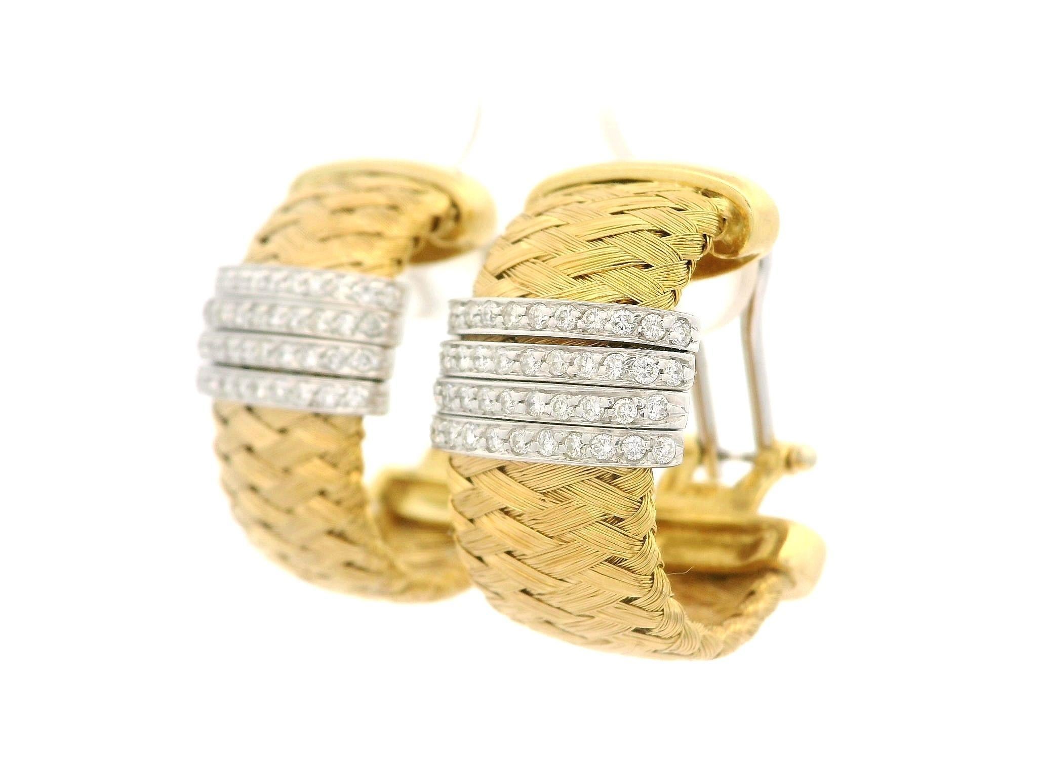 Roberto Coin Pendientes de oro de 18 quilates con diamantes de 0,44 ct en forma de cesta y gota ancha en venta 7