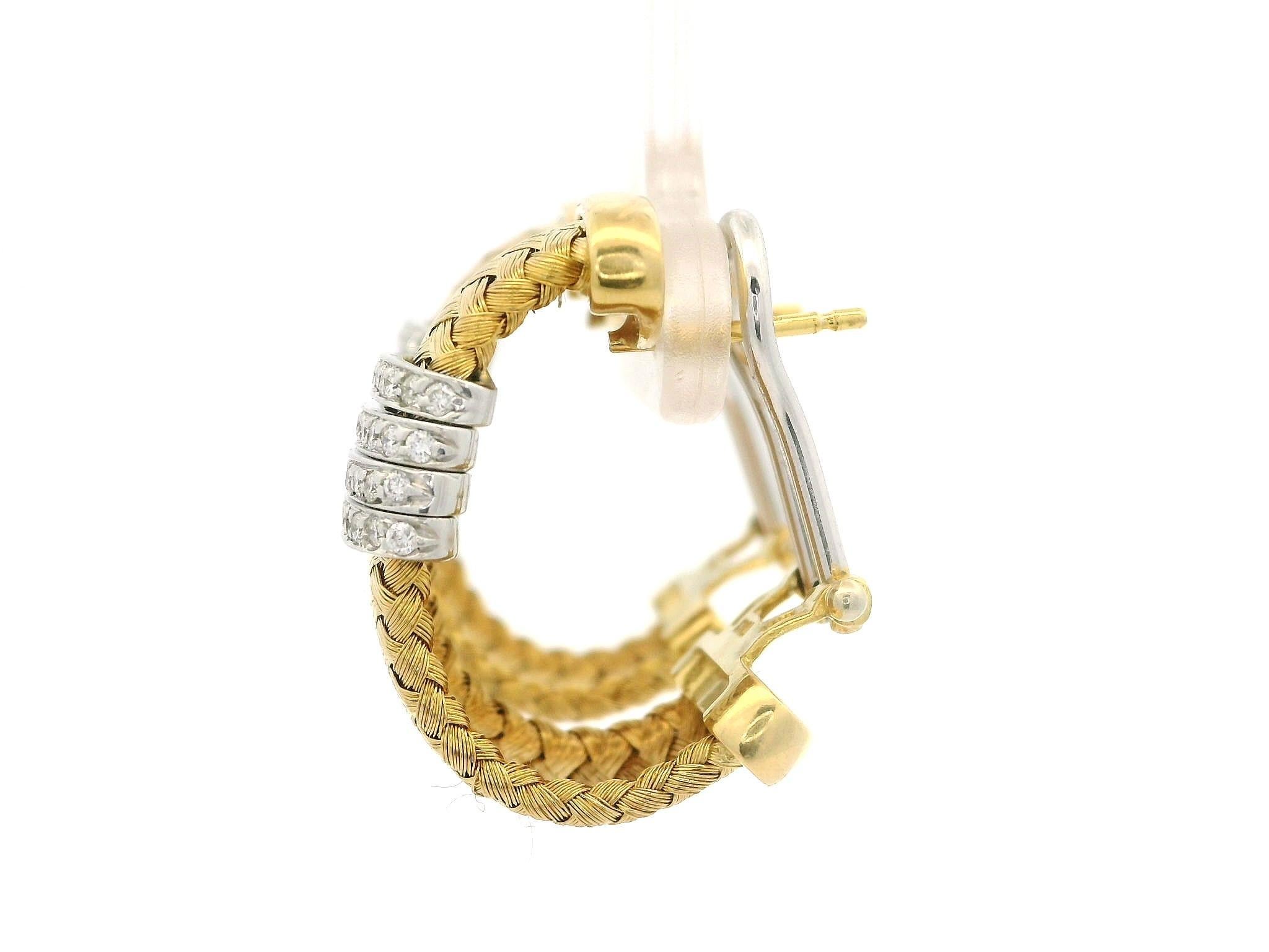 Roberto Coin Pendientes de oro de 18 quilates con diamantes de 0,44 ct en forma de cesta y gota ancha en venta 8