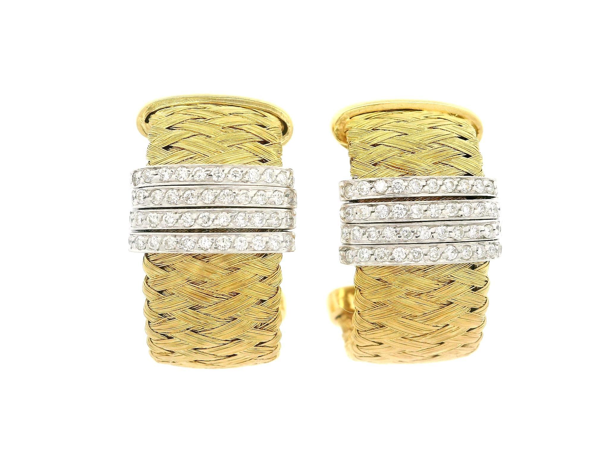 Roberto Coin Pendientes de oro de 18 quilates con diamantes de 0,44 ct en forma de cesta y gota ancha en venta 11