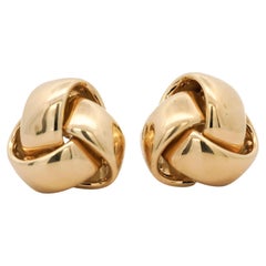 Roberto Coin Knot 18K Yellow Gold Stud Earrings Clip On Lever Backs