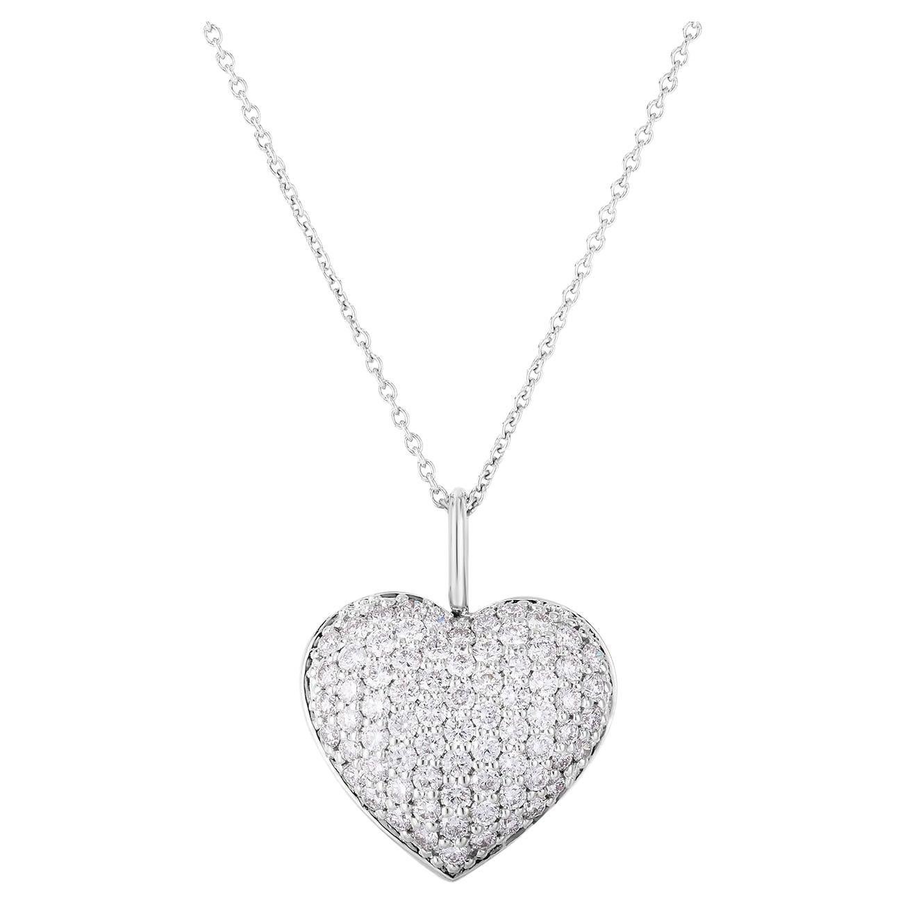 Roberto Coin Ladies Diamond Heart Necklace 111453AWCHX0 For Sale