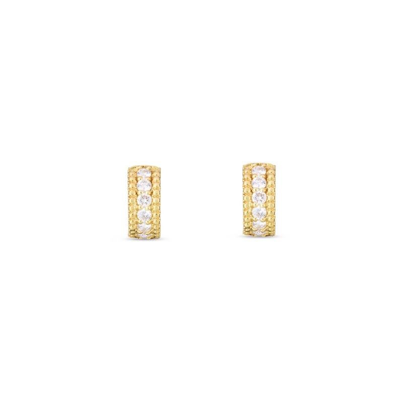 Roberto Coin 18k Yellow Gold Ladies Diamond Huggie Hoop Earring.
Diamonds:-0.80 total carat weight 
111472AYERX0

