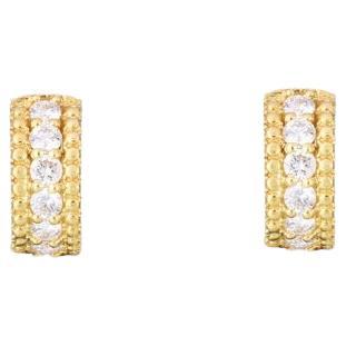Roberto Coin Ladies Diamond Huggie Hoop Earring 111472AYERX0 For Sale