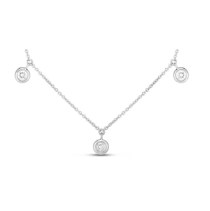 Roberto Coin - Collana con cinque diamanti a goccia in oro bianco 18 carati per donna 
Diamanti con peso totale di 0,24 carati 
Cinque diamanti incastonati 
Catena da 17