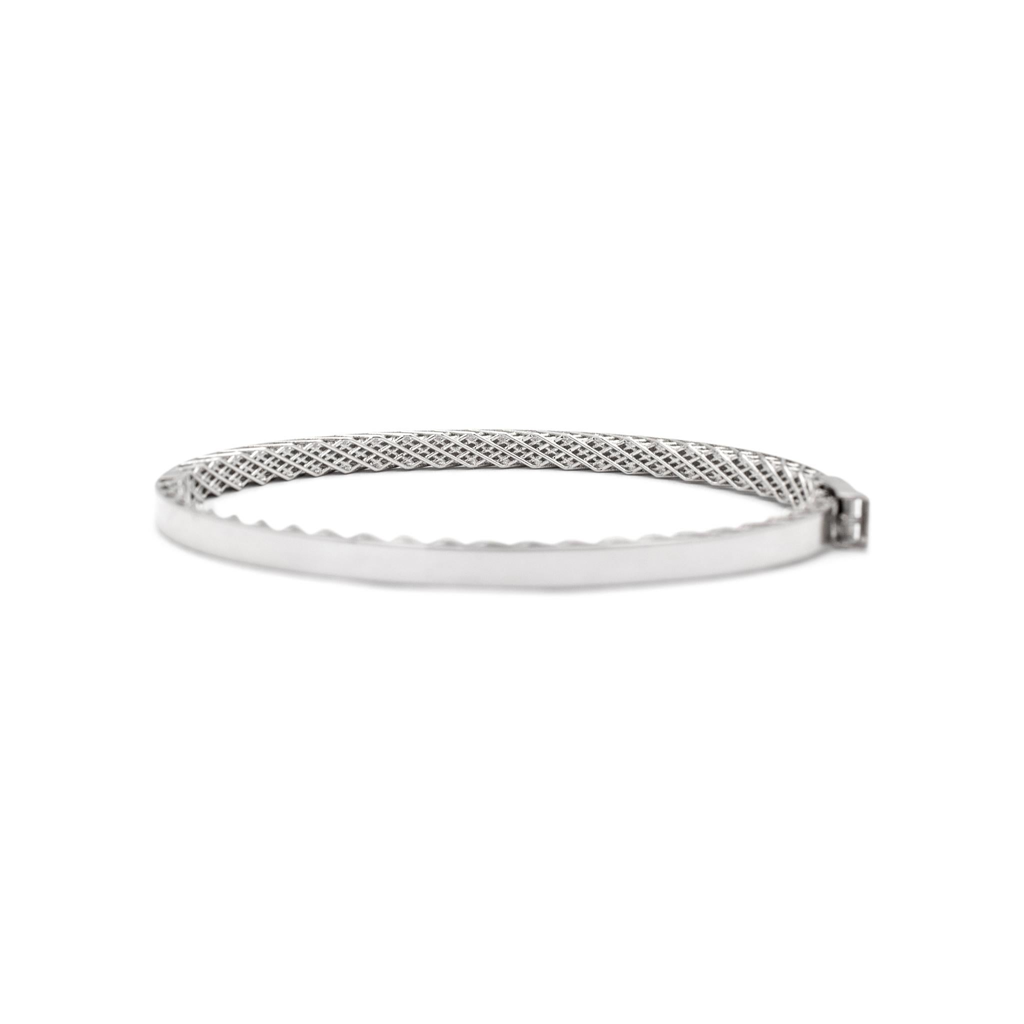 Round Cut Roberto Coin Ladies Symphony Gold Gate 18K White Gold Bangle Bracelet For Sale