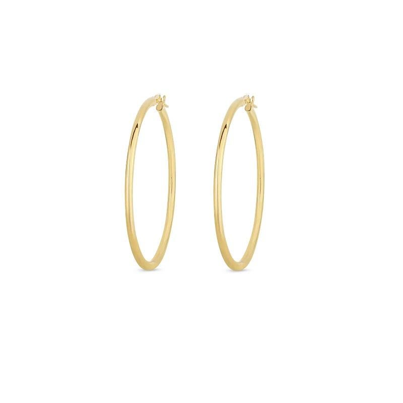 Roberto Coin Ladies Yellow Gold Large Hoop Earring 556023AYER00 In New Condition For Sale In Wilmington, DE