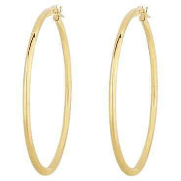 Roberto Coin Ladies Yellow Gold Large Hoop Earring 556023AYER00 For Sale