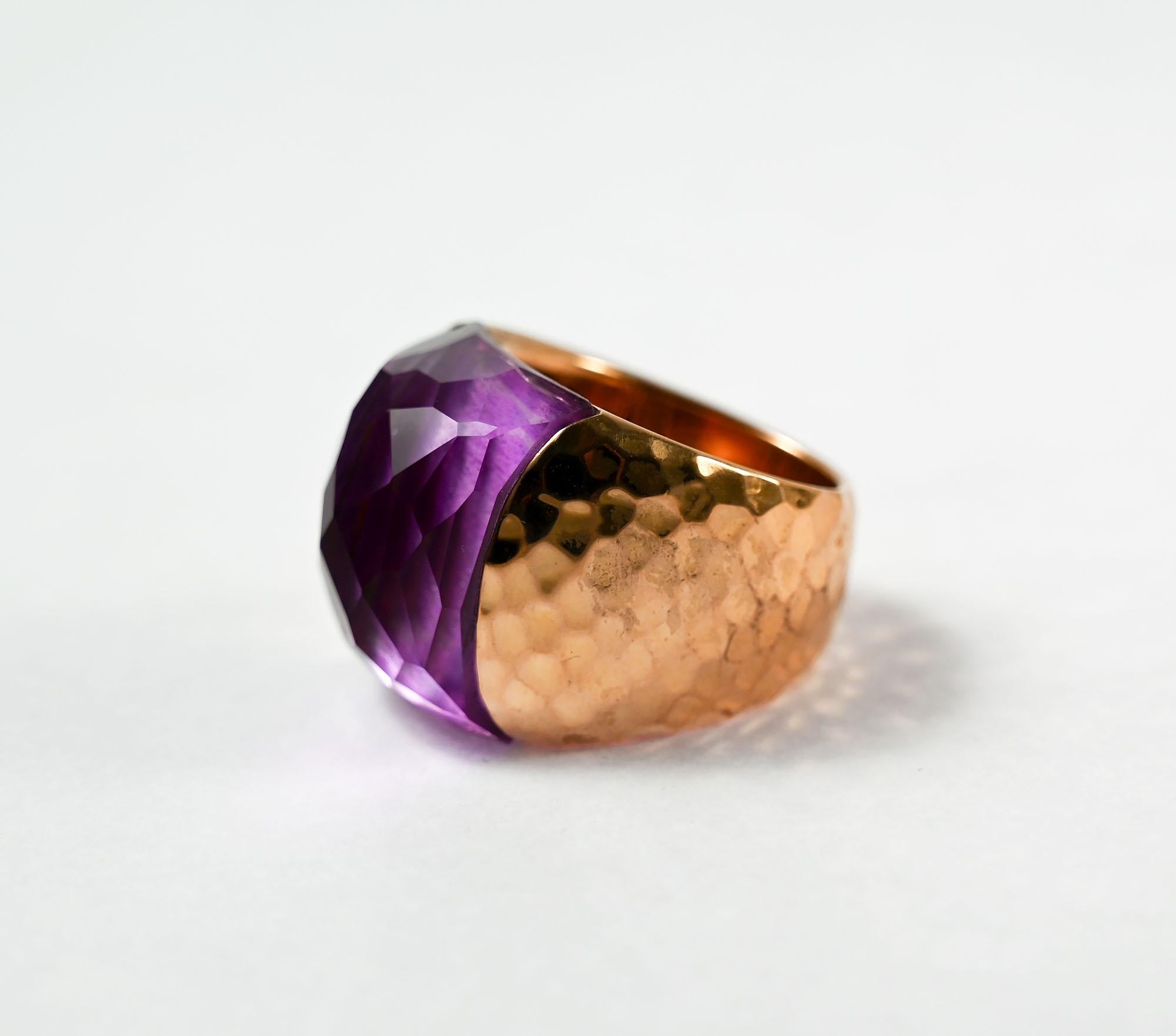 Modern Roberto Coin Large Amethyst Gold Ring For Sale