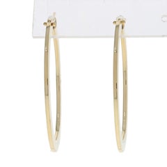 Roberto Coin Large Flat Oval Hoop Earrings 18 Karat Yellow Gold Designer Pierced