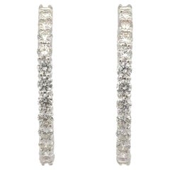 Roberto Coin Pendientes de aro grandes de oro blanco de 18 quilates con diamante interior y exterior