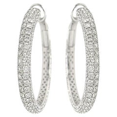 ROBERTO COIN Large White Gold Diamond Hoop Earrings ROBERTO COIN Large White Gold Diamond Hoop Earrings
