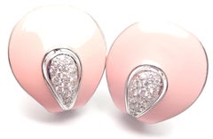 Roberto Coin Liberty Pink Enamel Diamond White Gold Earrings