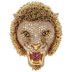 Roberto Coin Anello Leone Capolavoro con Diamante in Oro 18 Karati Edizione Limitata