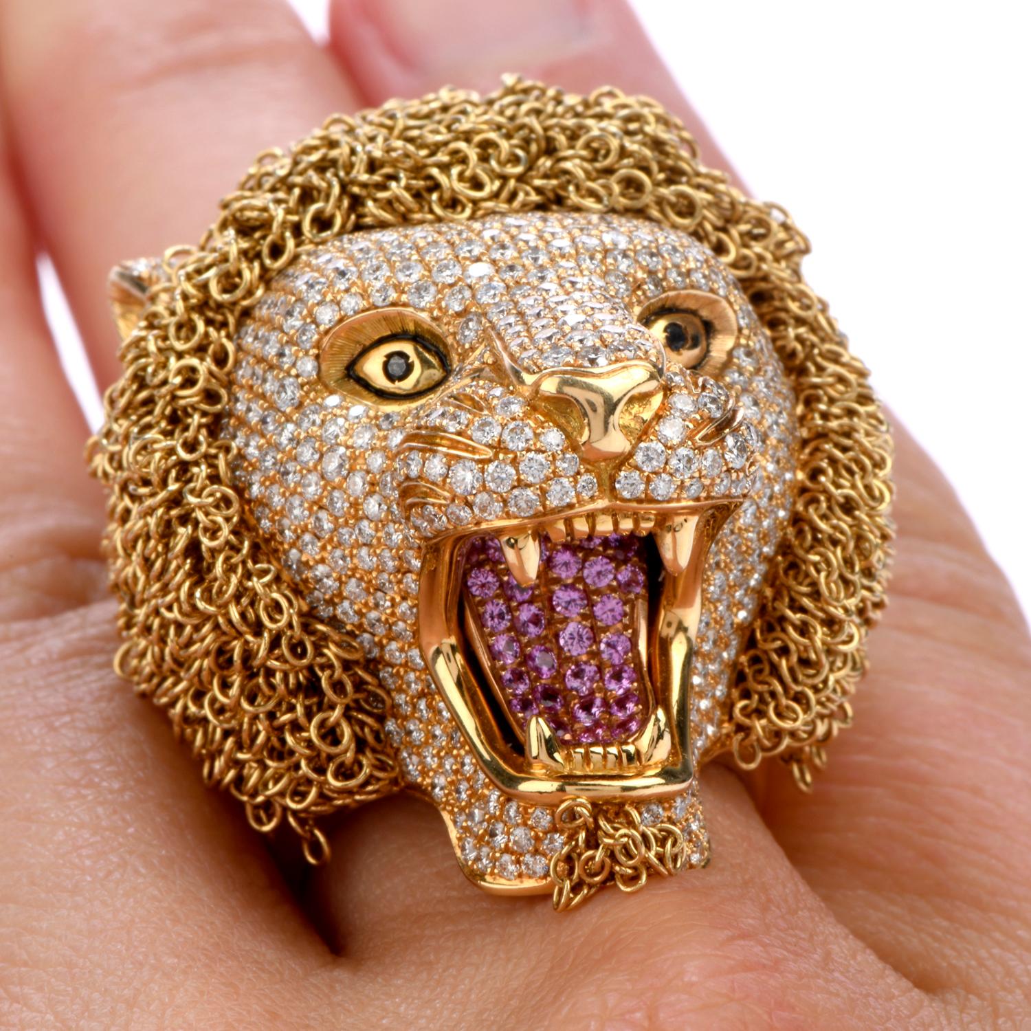 Roberto Coin Lion Masterpiece Diamond 18 Karat Gold Limited Edition Ring 4