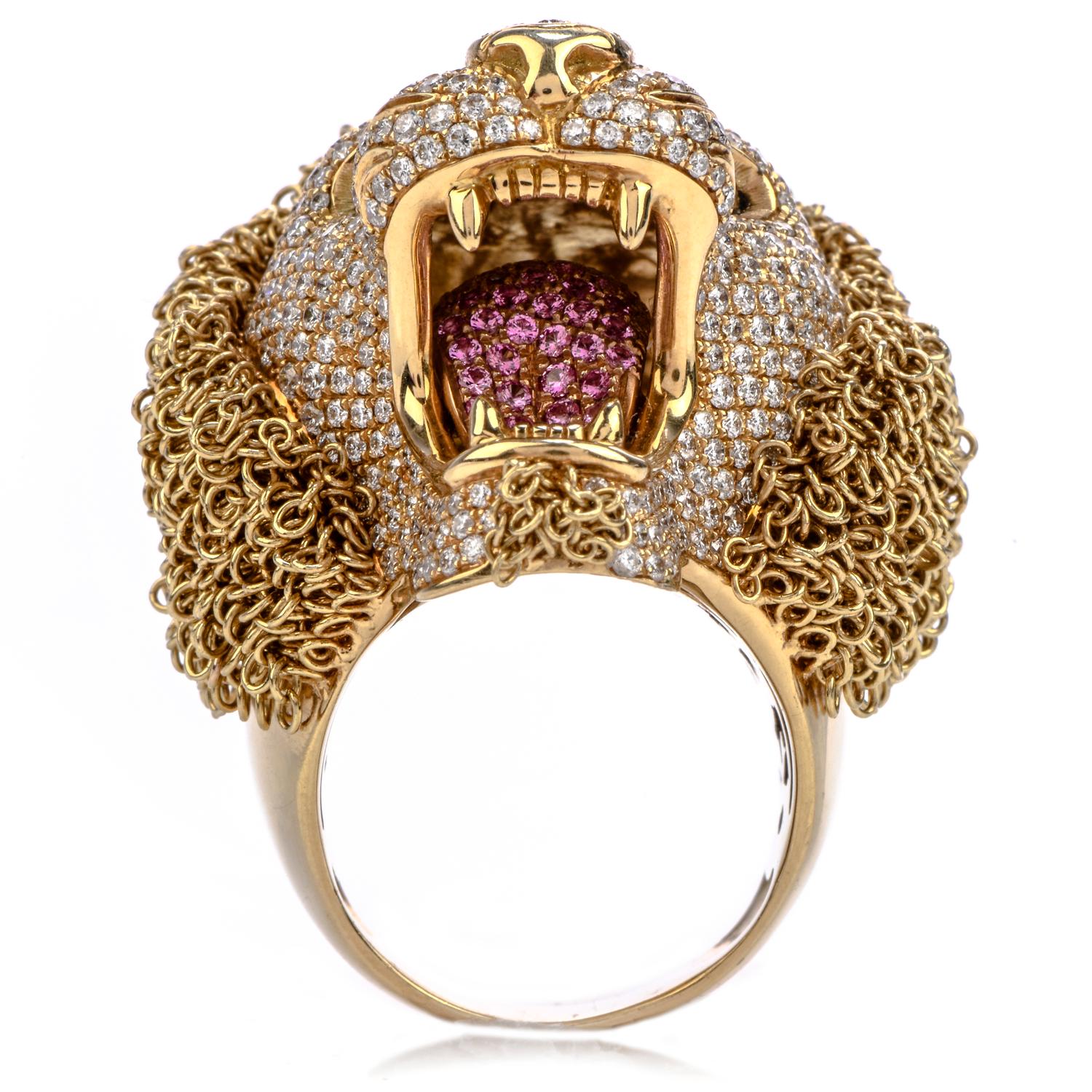 Round Cut Roberto Coin Lion Masterpiece Diamond 18 Karat Gold Limited Edition Ring