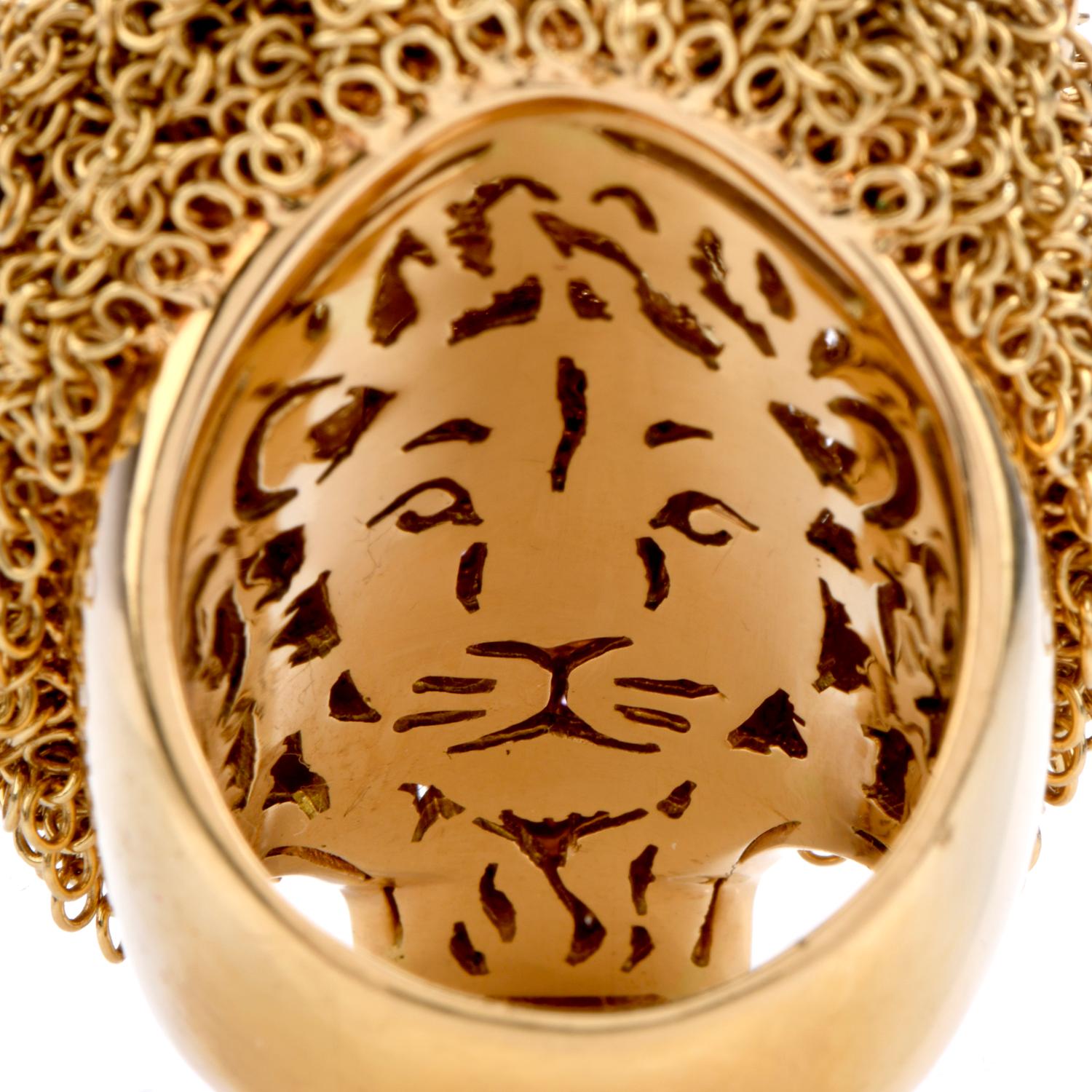 Women's or Men's Roberto Coin Lion Masterpiece Diamond 18 Karat Gold Limited Edition Ring