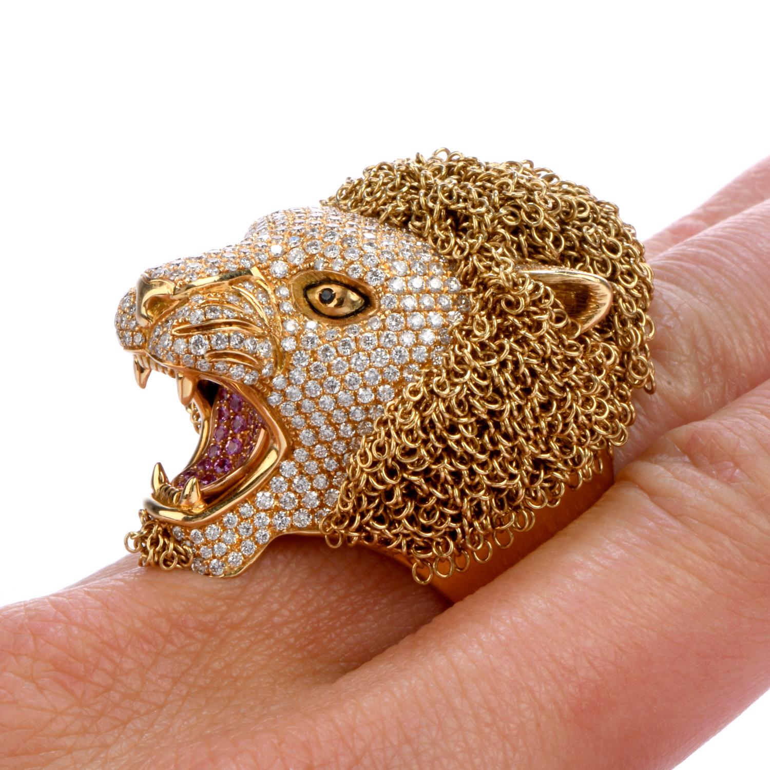 Roberto Coin Lion Masterpiece Diamond 18 Karat Gold Limited Edition Ring 2