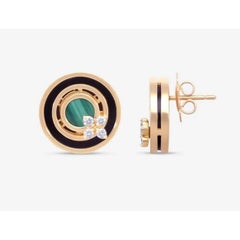 Roberto Coin Love in Verona Ohrstecker aus schwarzer Jade und Malachit 18K Roségold