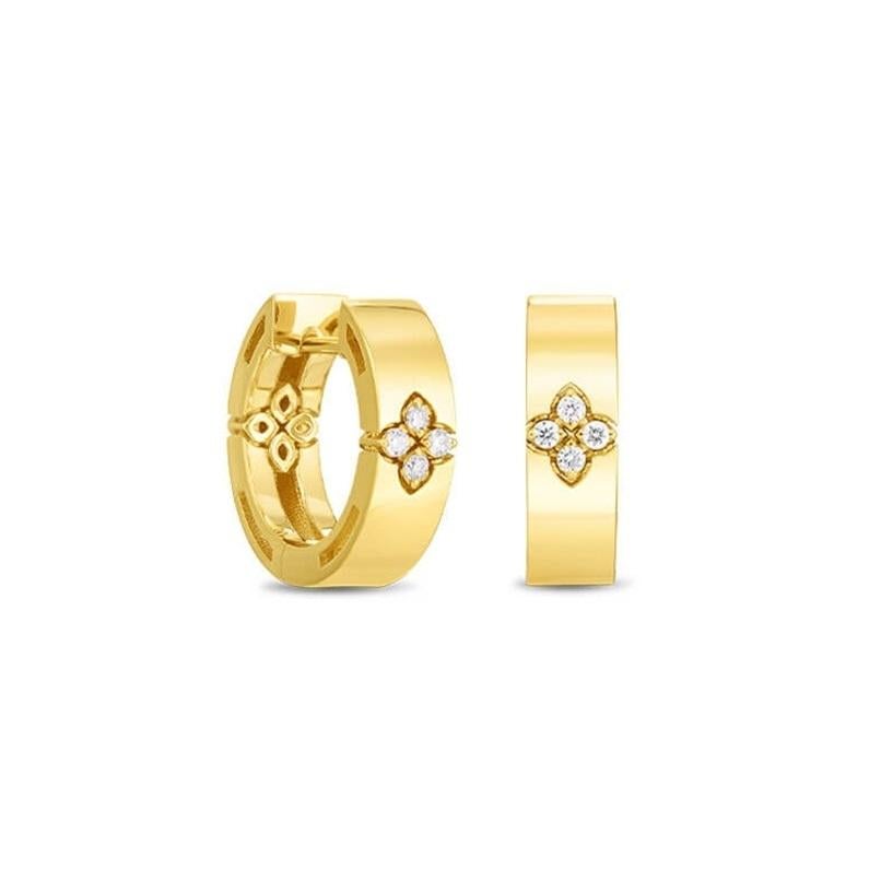 Round Cut Roberto Coin Love in Verona Diamond Small Hoop Earring 8882970AYERX For Sale