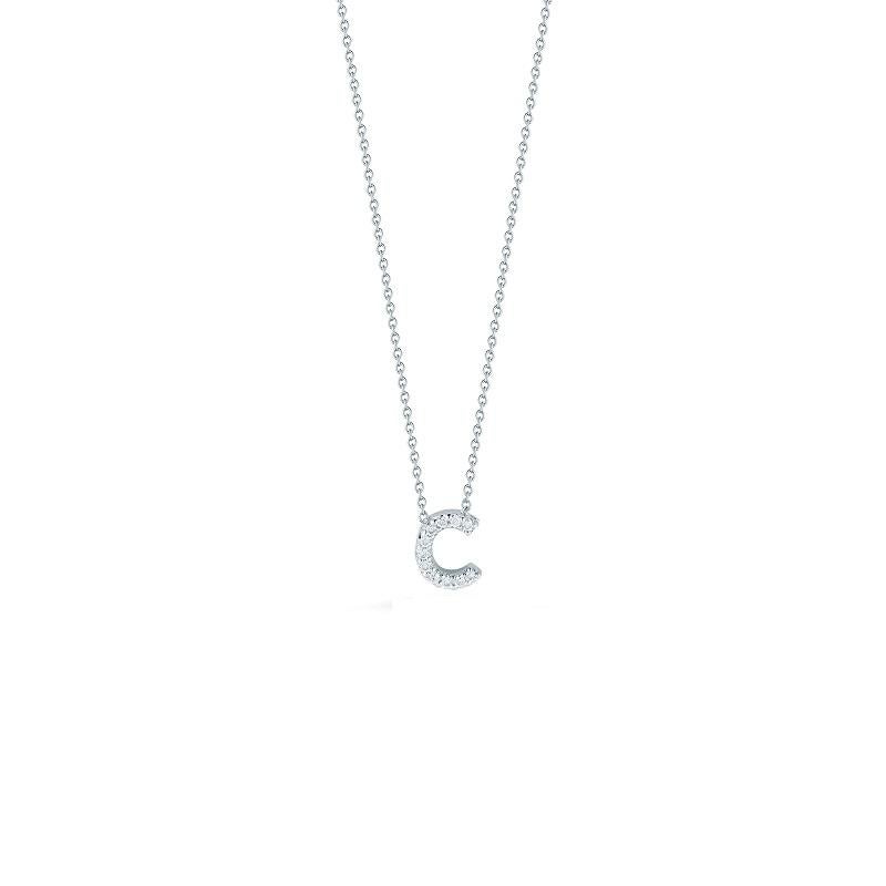 Round Cut Roberto Coin Love Letter C Pendent with Diamonds 001634AWCHXC For Sale