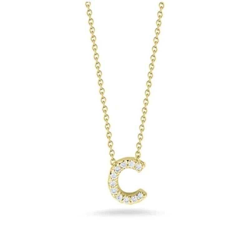 Round Cut Roberto Coin Love Letter C Pendent with Diamonds 001634AYCHXC For Sale
