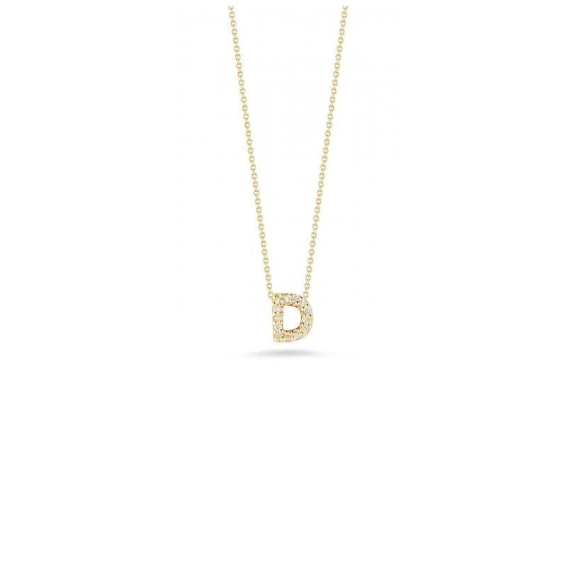 Roberto Coin Love Letter D Pendant Yellow Gold and Diamonds 001634AYCHXD In New Condition For Sale In Wilmington, DE