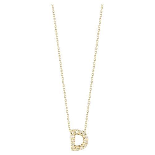 Roberto Coin Love Letter D Pendant Yellow Gold and Diamonds 001634AYCHXD For Sale