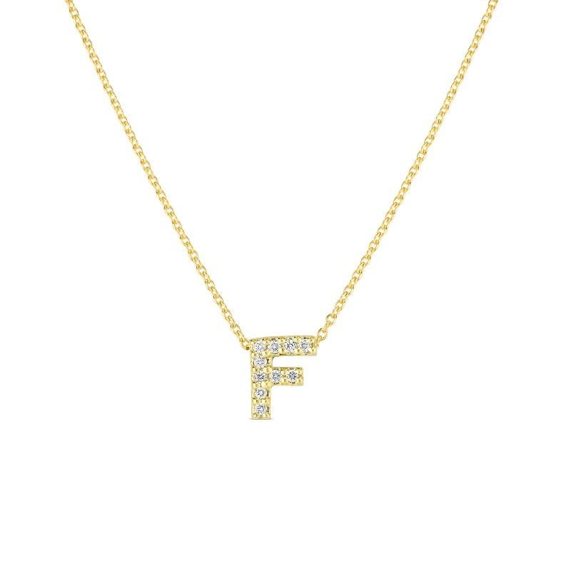 Roberto Coin Love Letter F Pendant Yellow Gold and Diamonds 001634AYCHXF In New Condition For Sale In Wilmington, DE