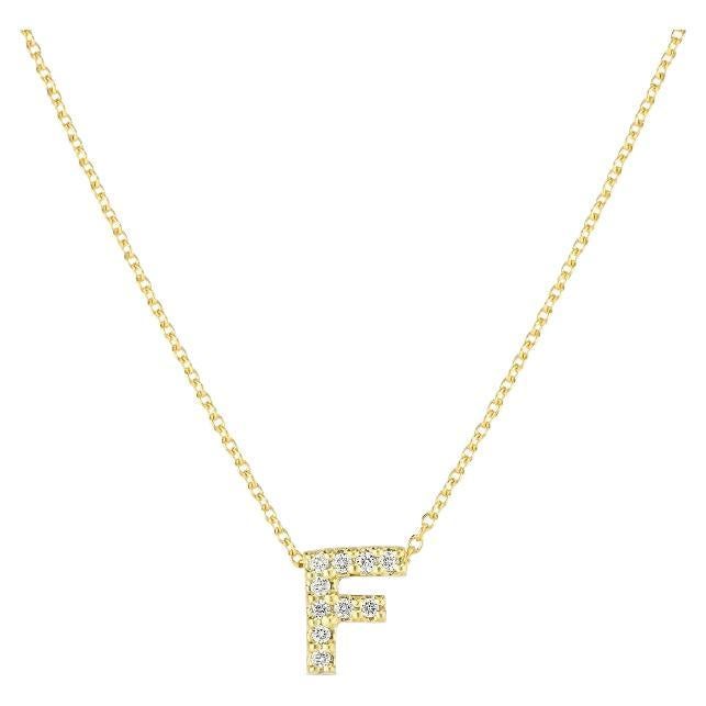 Roberto Coin Love Letter F Pendant Yellow Gold and Diamonds 001634AYCHXF For Sale