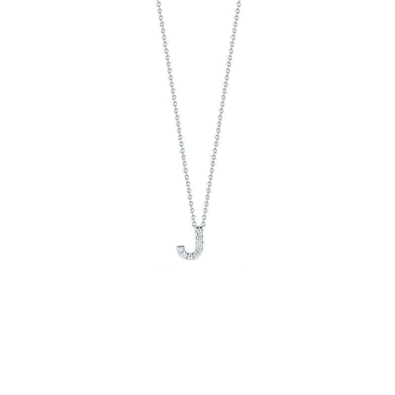 Taille ronde Pendentif J en forme de lettre d'amour Roberto Coin avec diamants 001634AWCHXJ en vente