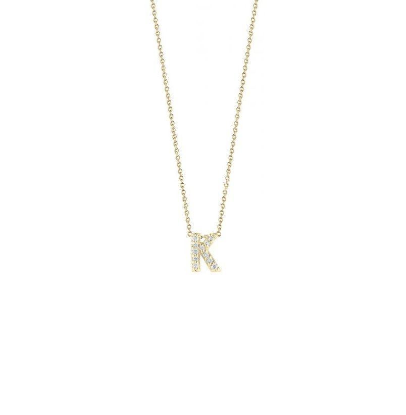 Roberto Coin Love Letter K Pendant Yellow Gold and Diamonds 001634AYCHXK In New Condition For Sale In Wilmington, DE
