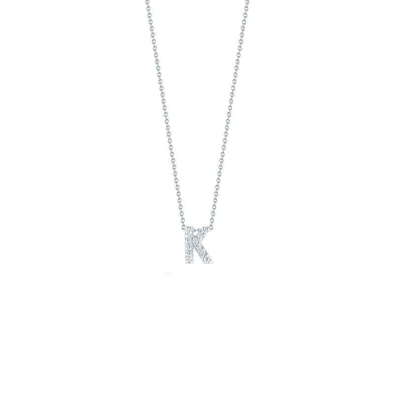 Round Cut Roberto Coin Love Letter K Pendent with Diamonds 001634AWCHXK For Sale
