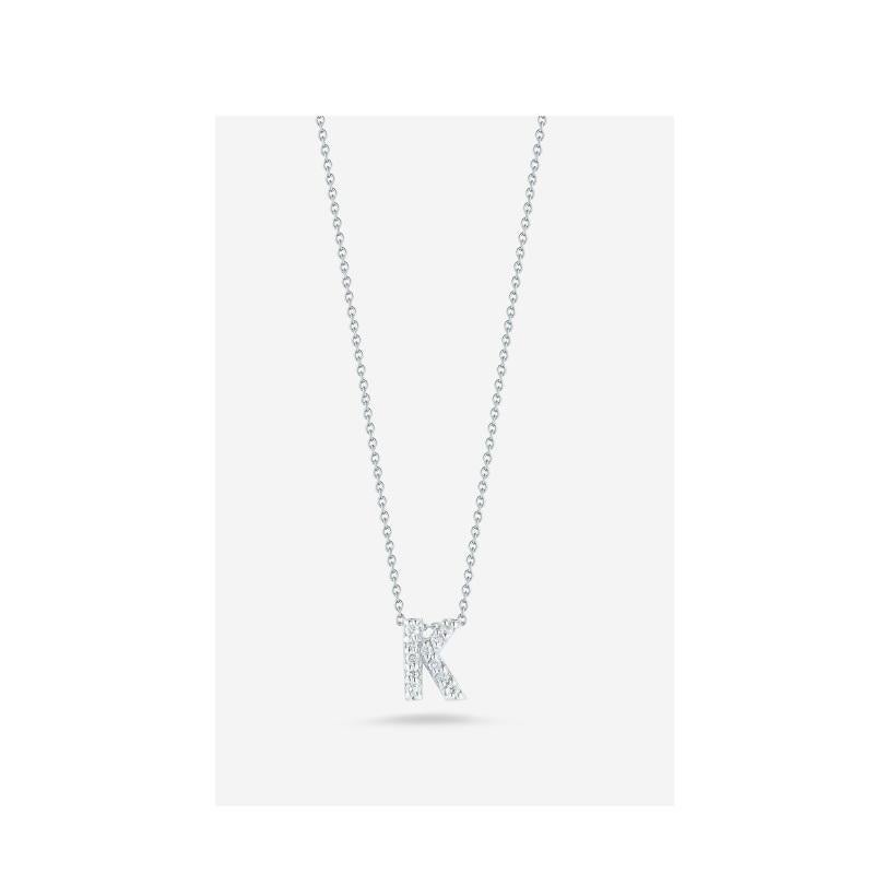 Roberto Coin Love Letter 'K' Pendent with Diamonds 001634AWCHXK In New Condition In Wilmington, DE