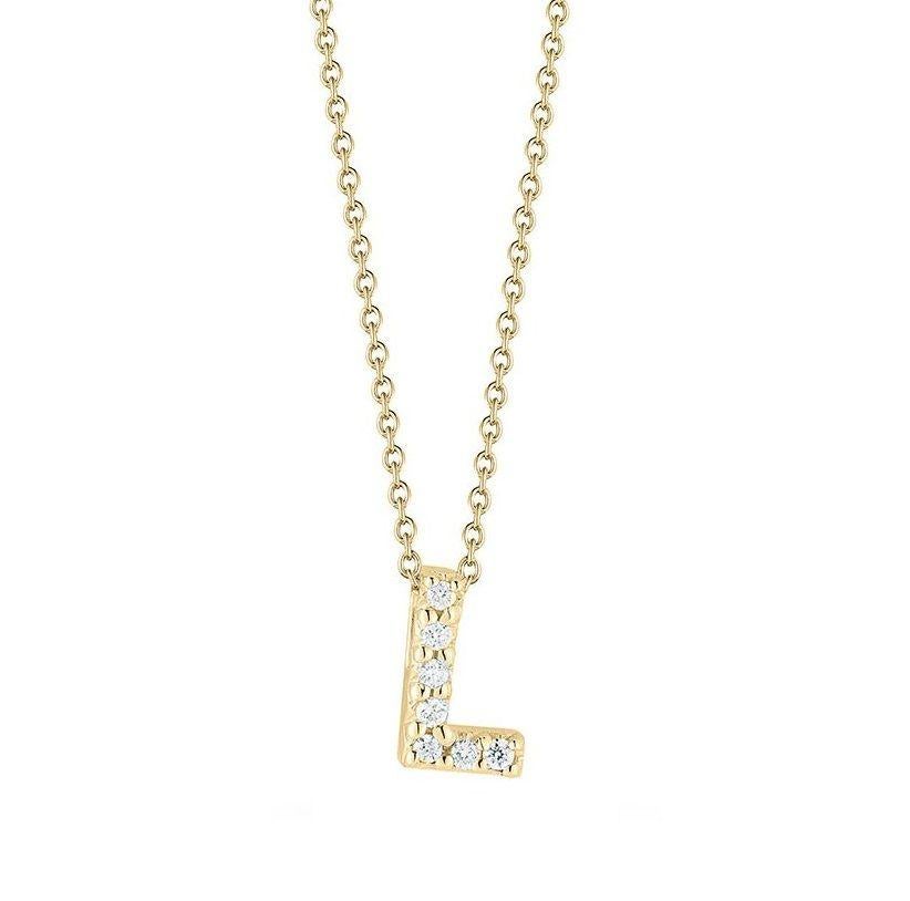 Roberto Coin Love Letter L Pendant Yellow Gold and Diamonds 001634AYCHXL In New Condition For Sale In Wilmington, DE