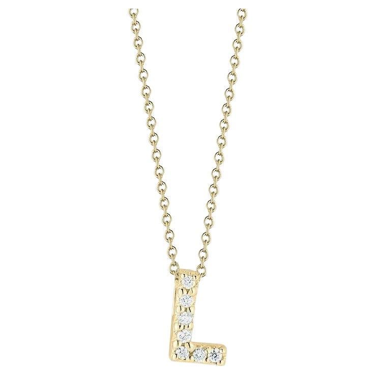 Roberto Coin Love Letter L Pendant Yellow Gold and Diamonds 001634AYCHXL For Sale