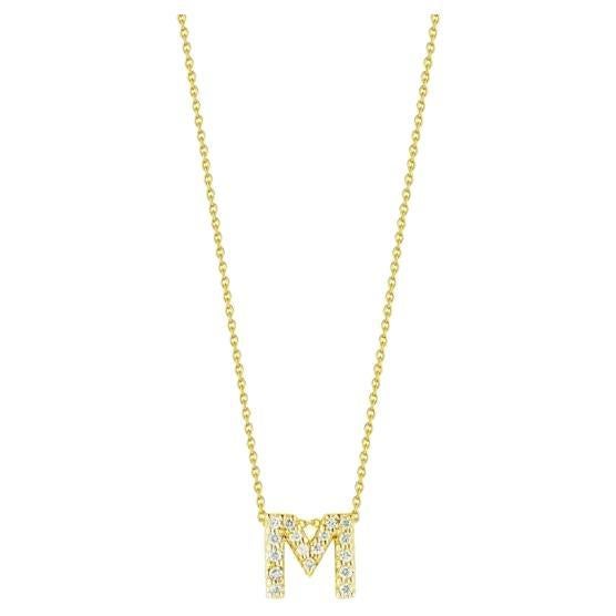Roberto Coin Love Letter M Pendant Yellow Gold and Diamonds 001634AYCHXM