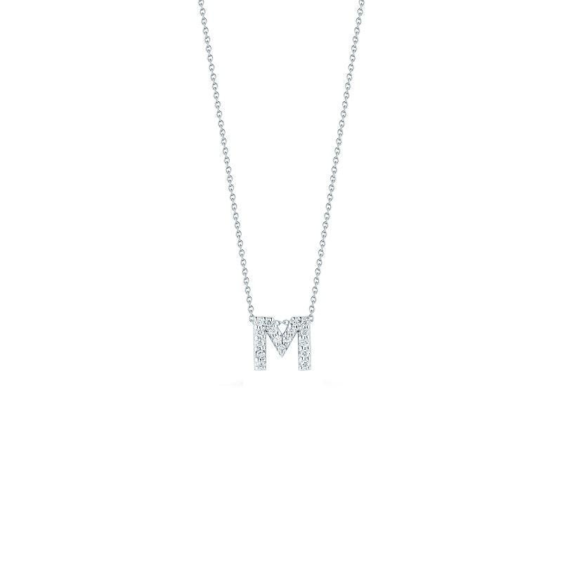 Round Cut Roberto Coin Love Letter M Pendent with Diamonds 001634AWCHXM For Sale