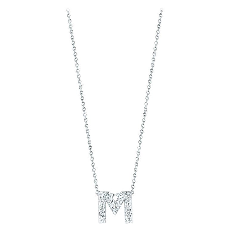 Roberto Coin Love Letter M Pendent with Diamonds 001634AWCHXM For Sale