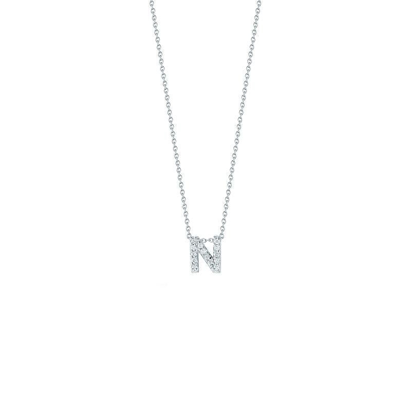 Taglio rotondo Roberto Coin Ciondolo Lettera d'Amore N con Diamanti 001634AWCHXN in vendita