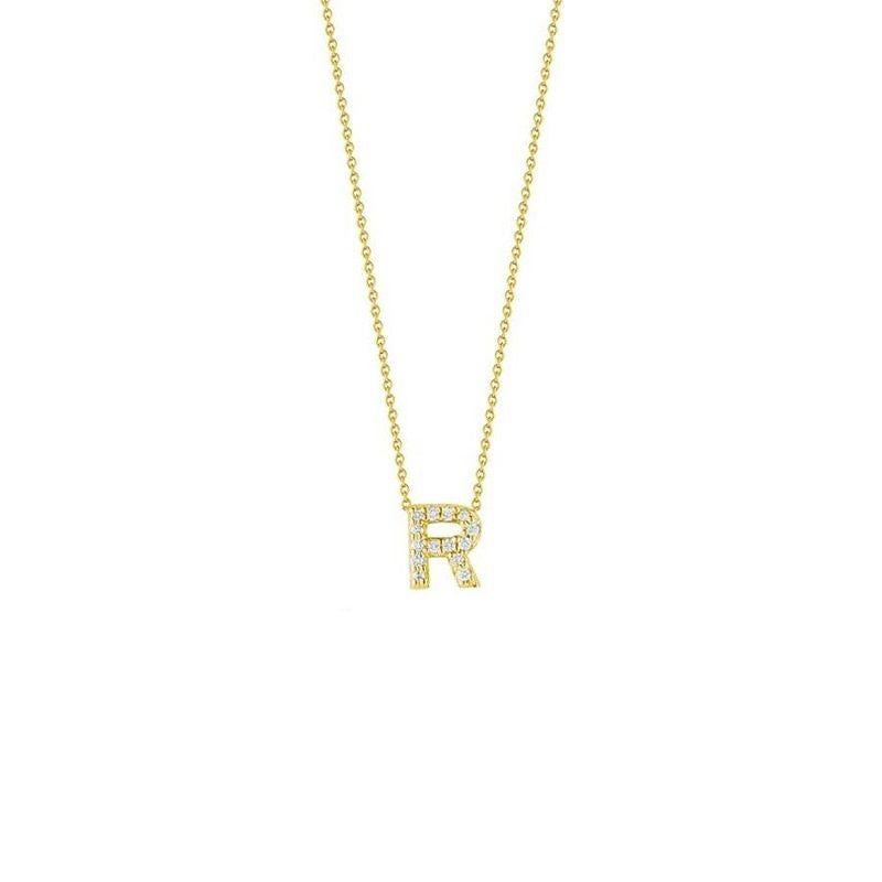 Roberto Coin Love Letter R Pendant Yellow Gold and Diamonds 001634AYCHXR In New Condition For Sale In Wilmington, DE