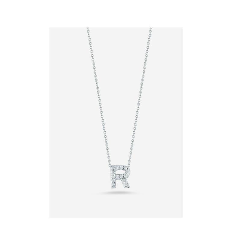 Taille ronde Pendentif « R » avec lettre d'amour Roberto Coin et diamants 001634AWCHXR en vente
