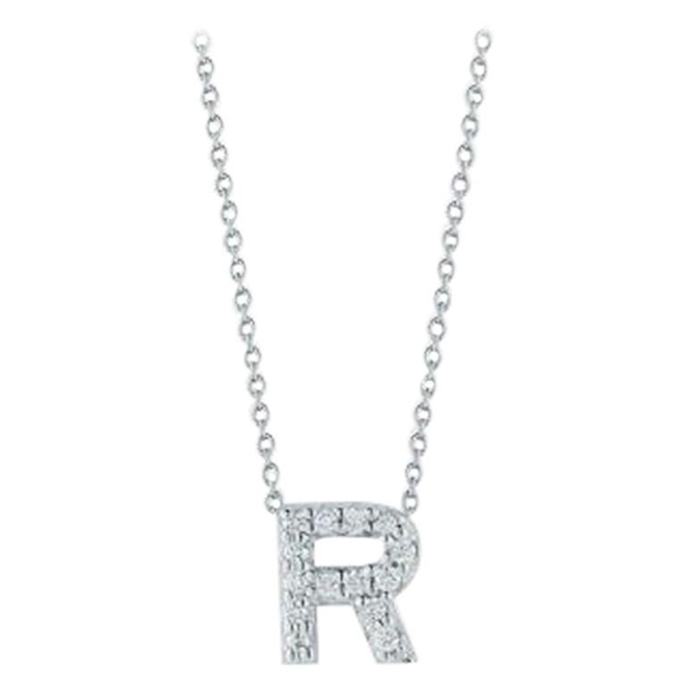 Roberto Coin Love Letter 'R' Pendent with Diamonds 001634AWCHXR For Sale