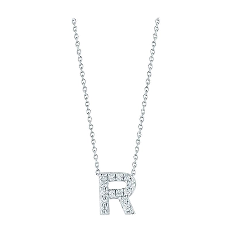 Roberto Coin Love Letter R Pendent with Diamonds 001634AWCHXR For Sale