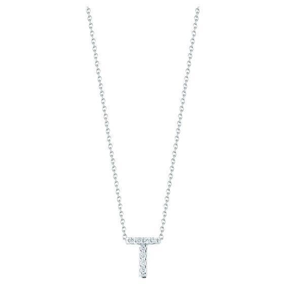 Roberto Coin Love Letter T White Gold and Diamonds Pendant 001634AWCHXT For Sale