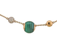 Roberto Coin Malachite Diamond Rose Gold Necklace