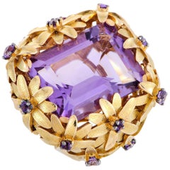 Roberto Coin Margherita 18 Karat Yellow Gold and Amethyst Flowers Cocktail Ring